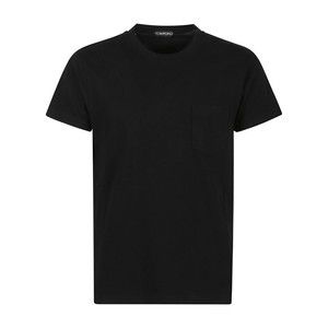 Tom Ford Ribbed Texture Black Cotton T-Shirt With Chest Pocket - NWT